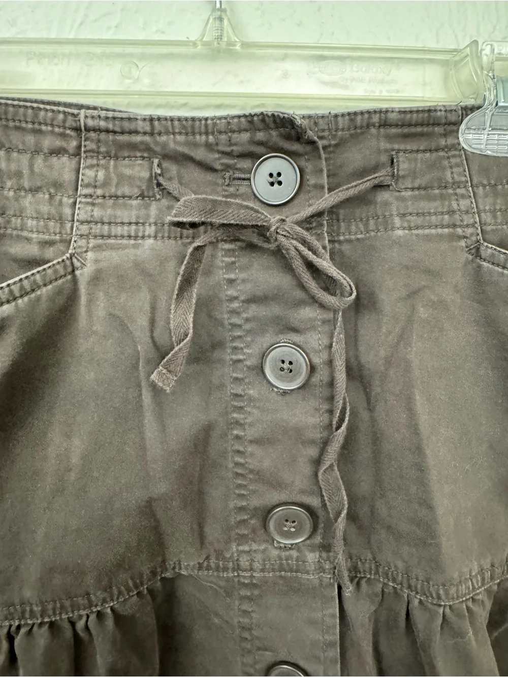 LOFT Utility Cargo Skirt Brown Cotton Button Front Drawstring Pockets Sz 4